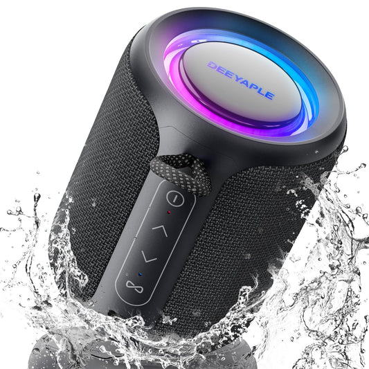 *Bluetooth Speaker Wireless,IP67 Waterproof & Dustproof Portable Speaker with Lights,15W Loud Stereo Sound, 2500mAh Battery All Day Playtime, TWS Pairing, BT5.3, Home/Party/Outdoor/Beach (Black)