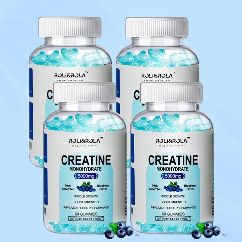 High Strength Creatine Monohydrate Gummies, Blueberry Flavored Creatine Gummies Monohydrate - 60 Gummies X 2 Bottles - PryTheory