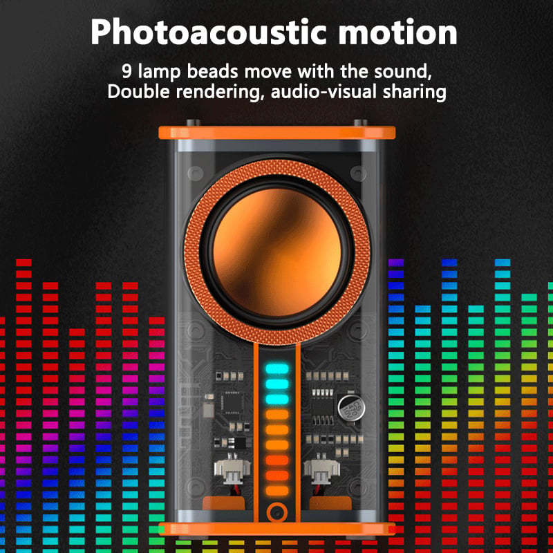 Transparent Mecha Wireless Bluetooth Speaker Sound Light Rhythm Subwoofer TWS Stereo Cyberpunk Music Center Hands-free Call. - PryTheory