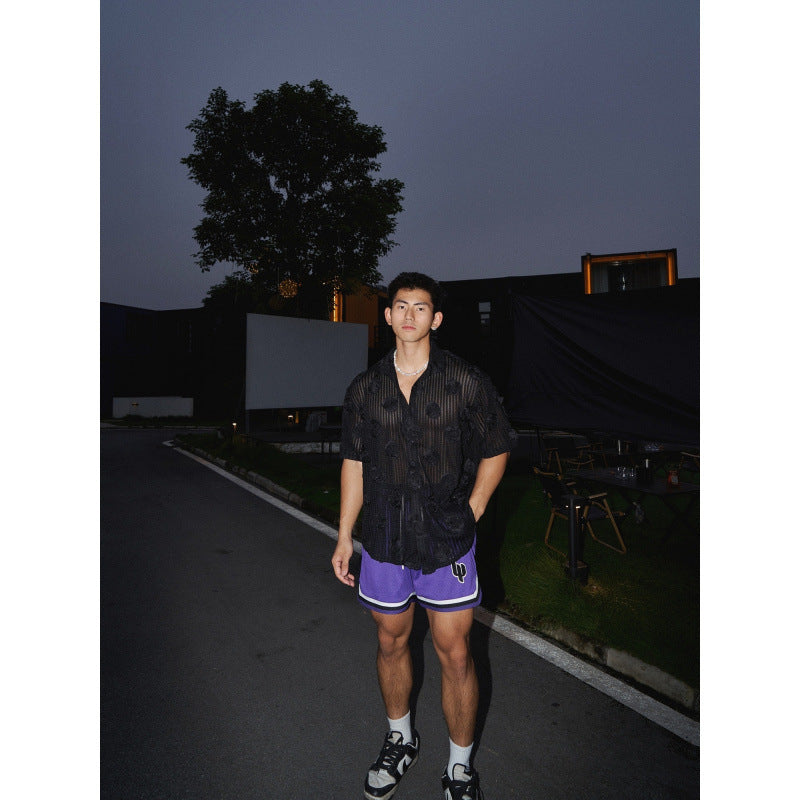 Heavy Industry Three-dimensional Floral Short-sleeved Shirt - PryTheory
