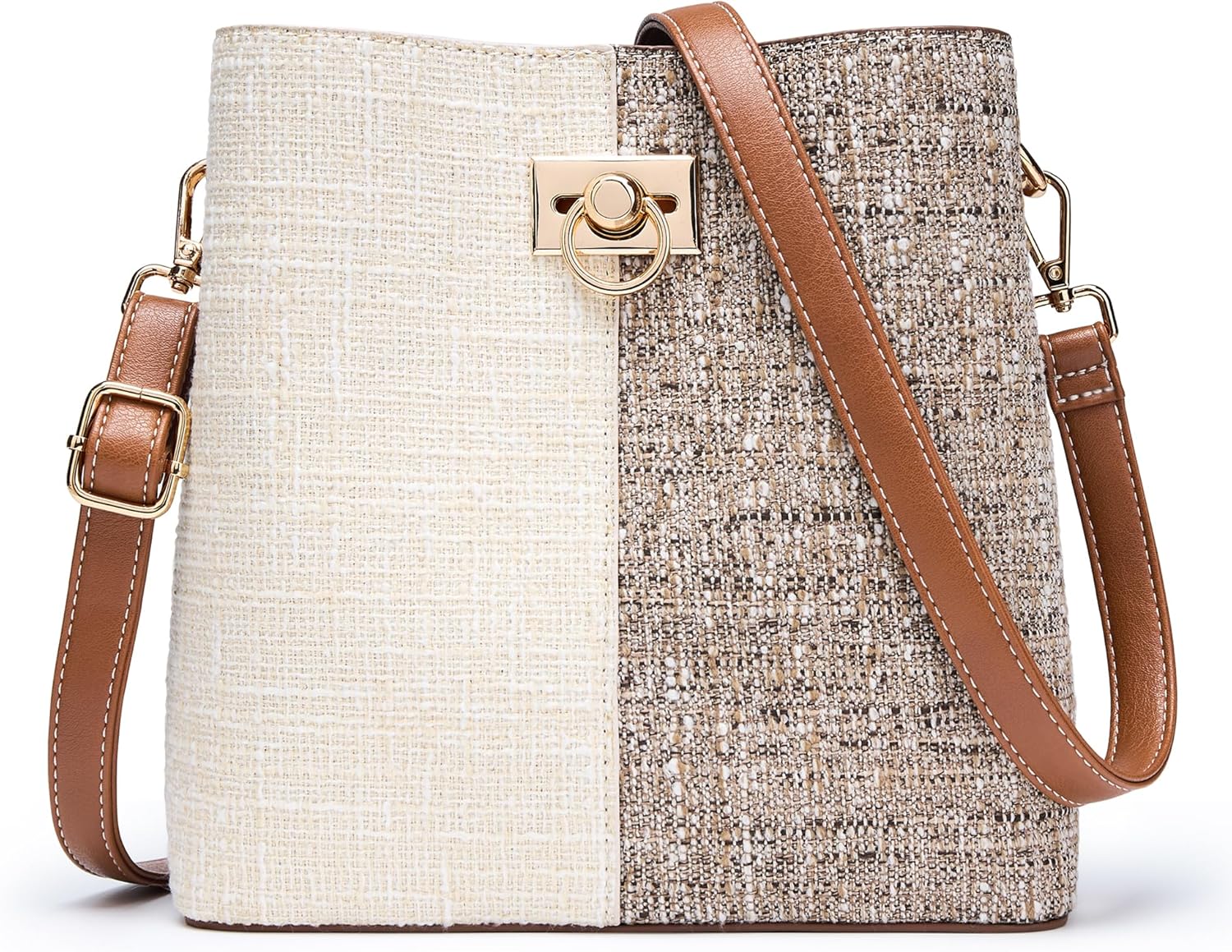 KALIDI Crossbody Purses for Women Vegan Leather Bucket Bag Fashion Ladies Crossbody Handbag Shoulder Purse with Multi Pockets - PryTheory