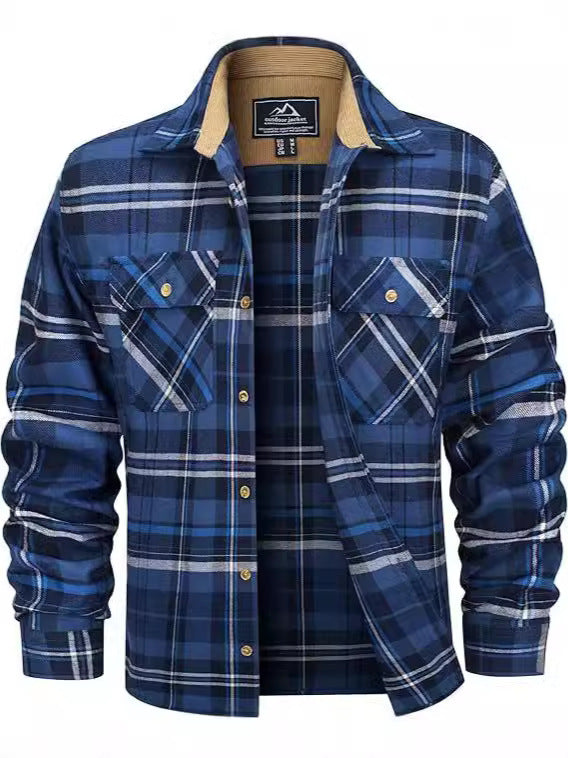 European And American Fall Winter Men's Flannel Casual Button Shirt - PryTheory