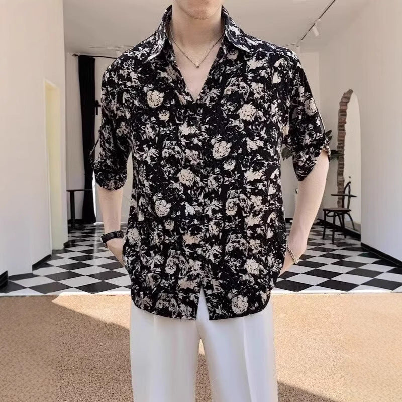 New Shirt Loose Outer Wear Heather Top Versatile Casual Men's Short Sleeve - PryTheory