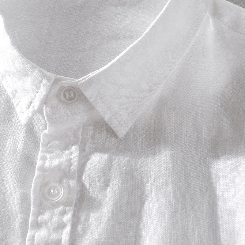 Short Sleeve Breathable Pure Linen Shirt For Men - PryTheory
