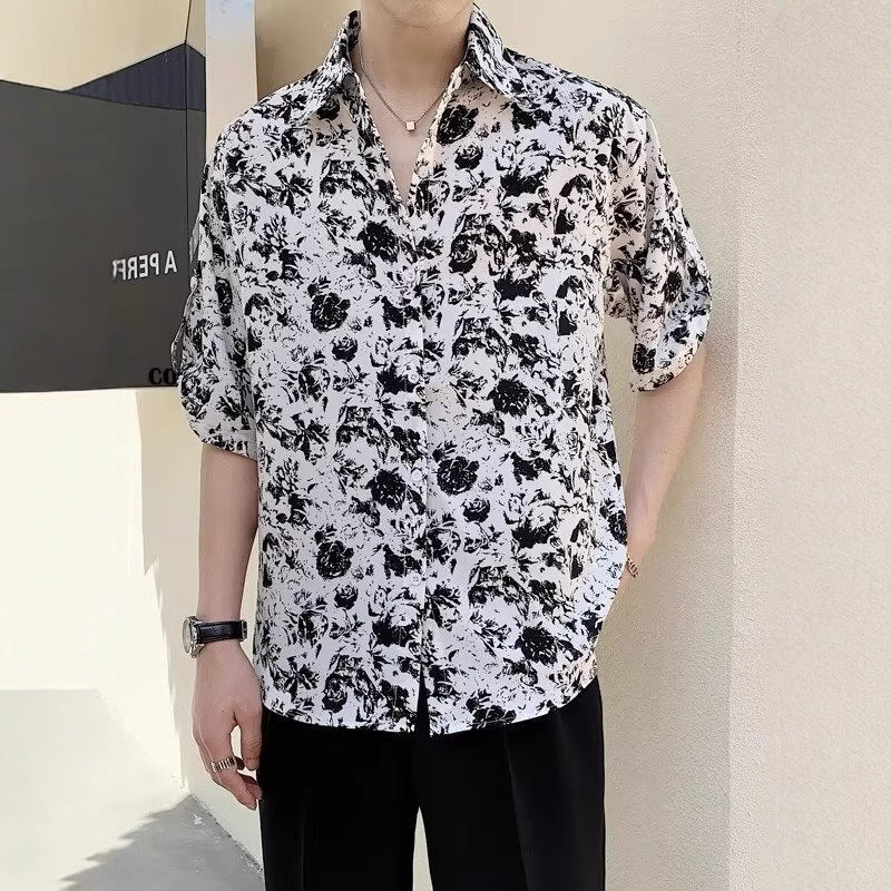 New Shirt Loose Outer Wear Heather Top Versatile Casual Men's Short Sleeve - PryTheory