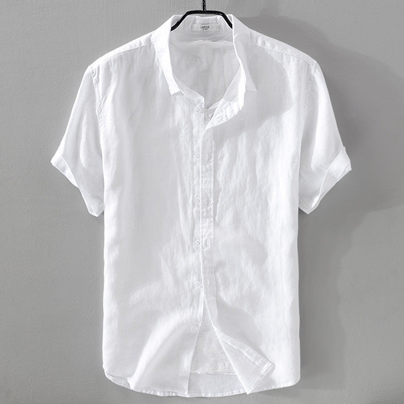 Short Sleeve Breathable Pure Linen Shirt For Men - PryTheory