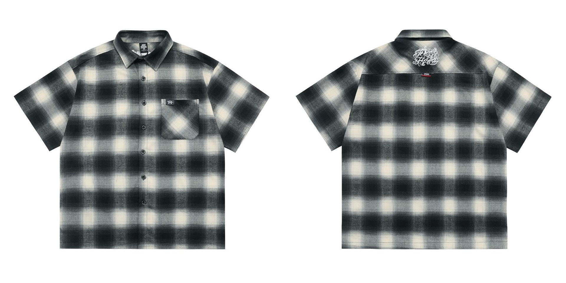 Large Plaid Classic Pocket Half Sleeve Cardigan Short Sleeve Shirt - PryTheory
