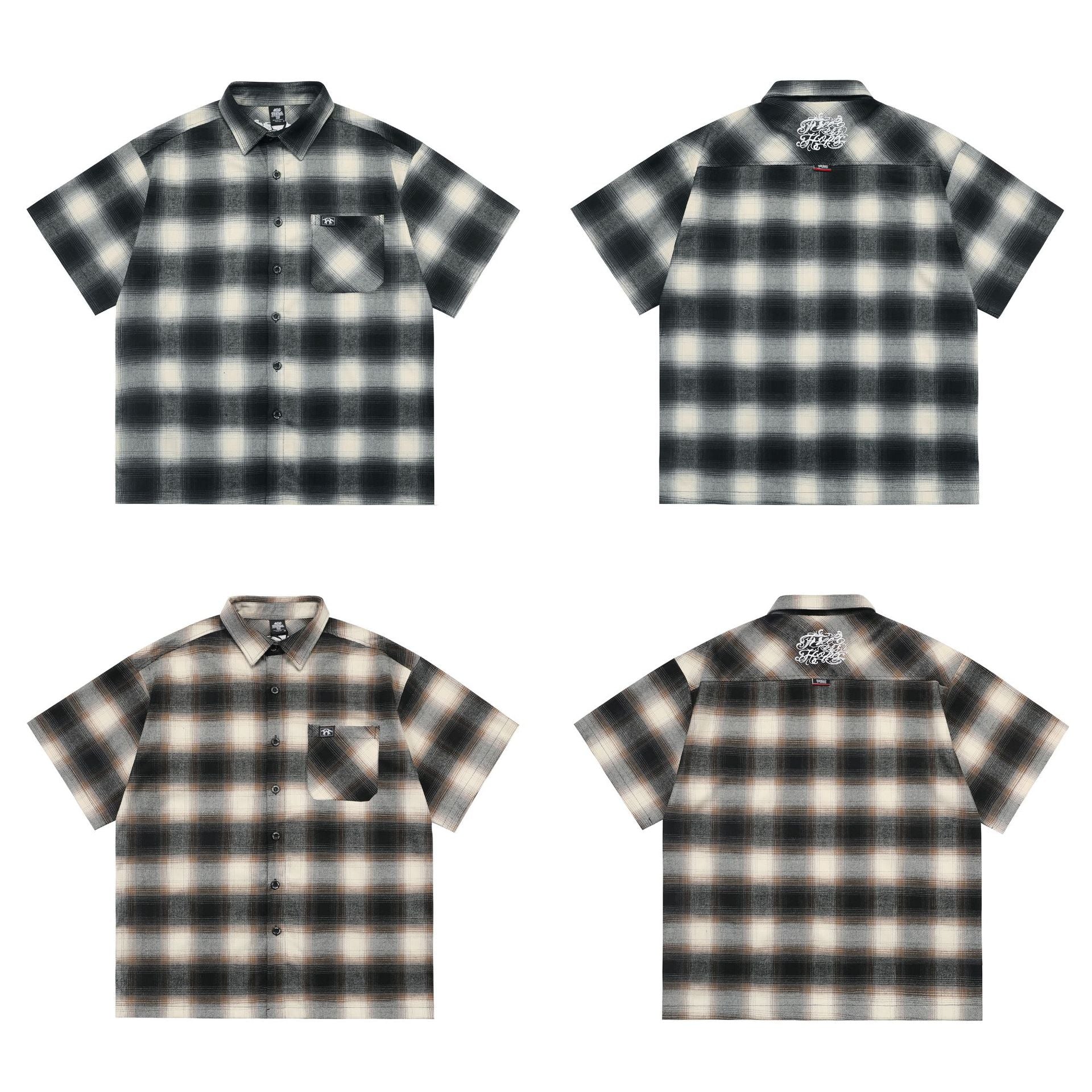 Large Plaid Classic Pocket Half Sleeve Cardigan Short Sleeve Shirt - PryTheory