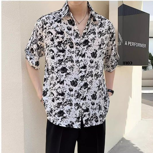 New Shirt Loose Outer Wear Heather Top Versatile Casual Men's Short Sleeve - PryTheory