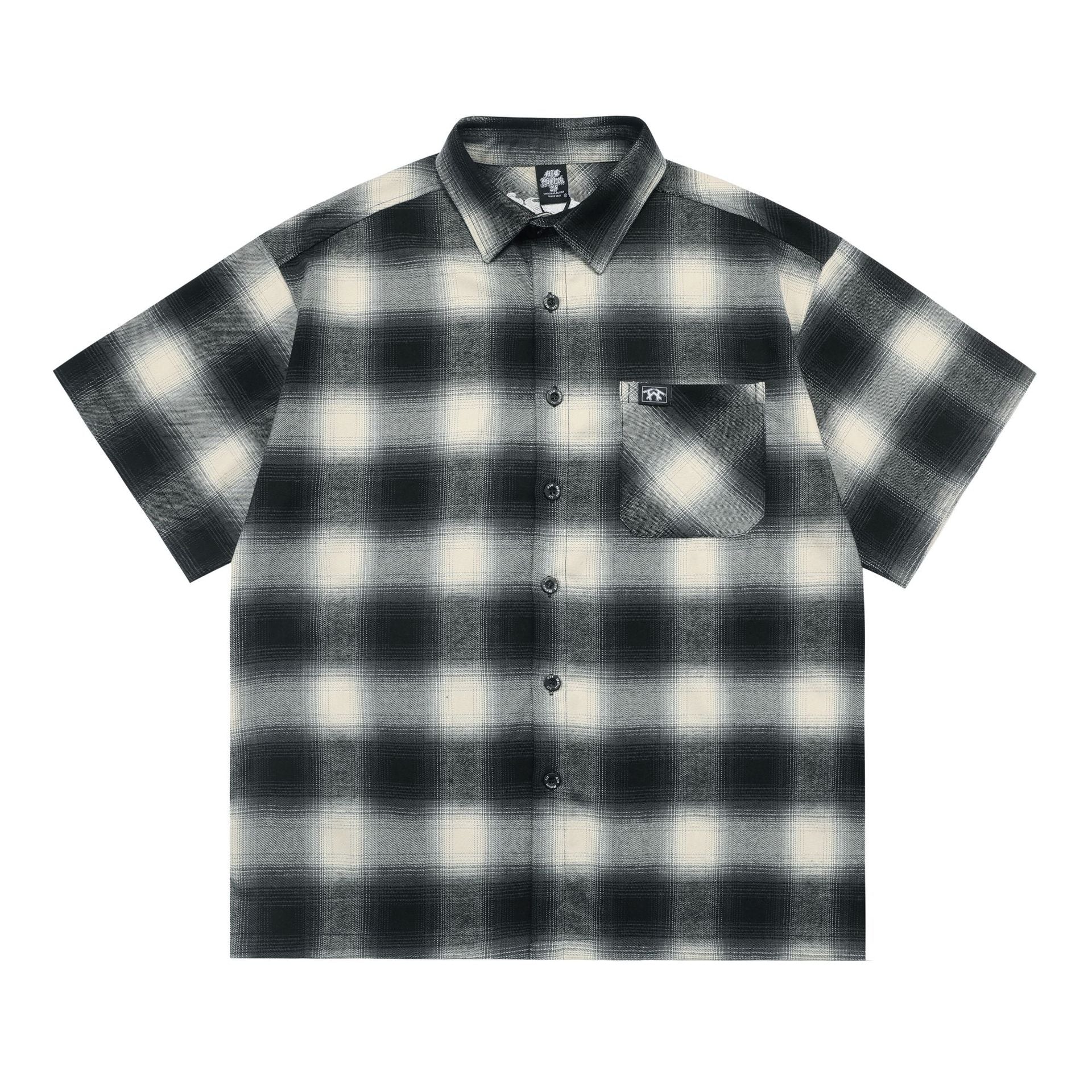 Large Plaid Classic Pocket Half Sleeve Cardigan Short Sleeve Shirt - PryTheory