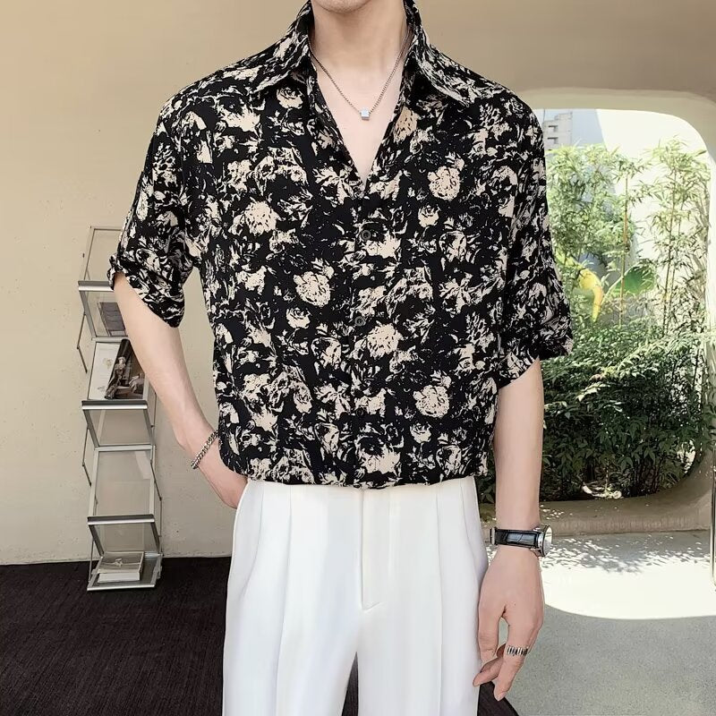 New Shirt Loose Outer Wear Heather Top Versatile Casual Men's Short Sleeve - PryTheory