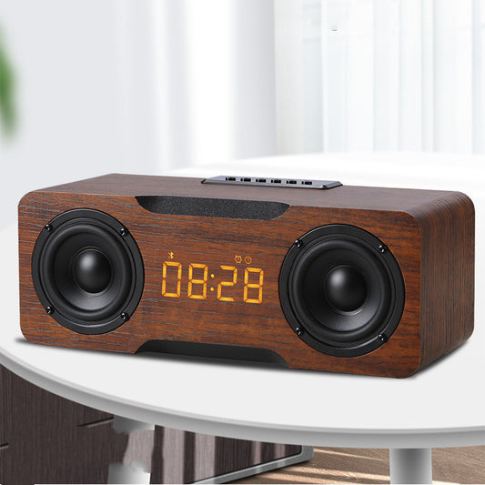 Wooden Clock Bluetooth Speaker, Support U Disk TF Card Function, Home Desktop Speaker - PryTheory