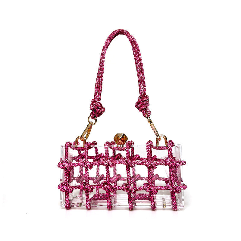 .French Sweet Shiny Rhinestone Banquet Small Square Bag - PryTheory