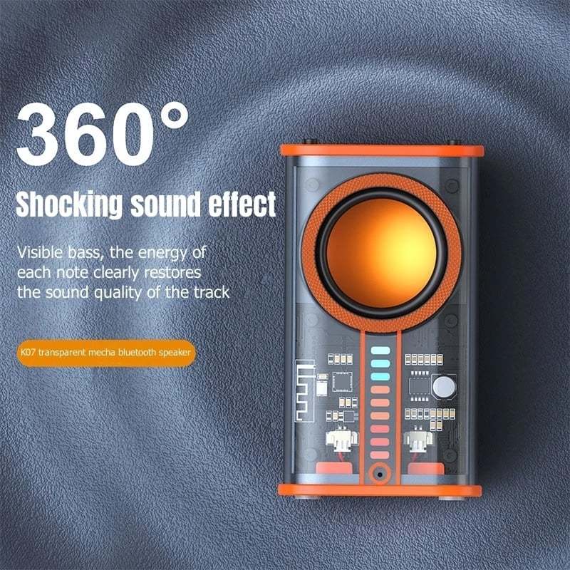 Transparent Mecha Wireless Bluetooth Speaker Sound Light Rhythm Subwoofer TWS Stereo Cyberpunk Music Center Hands-free Call. - PryTheory
