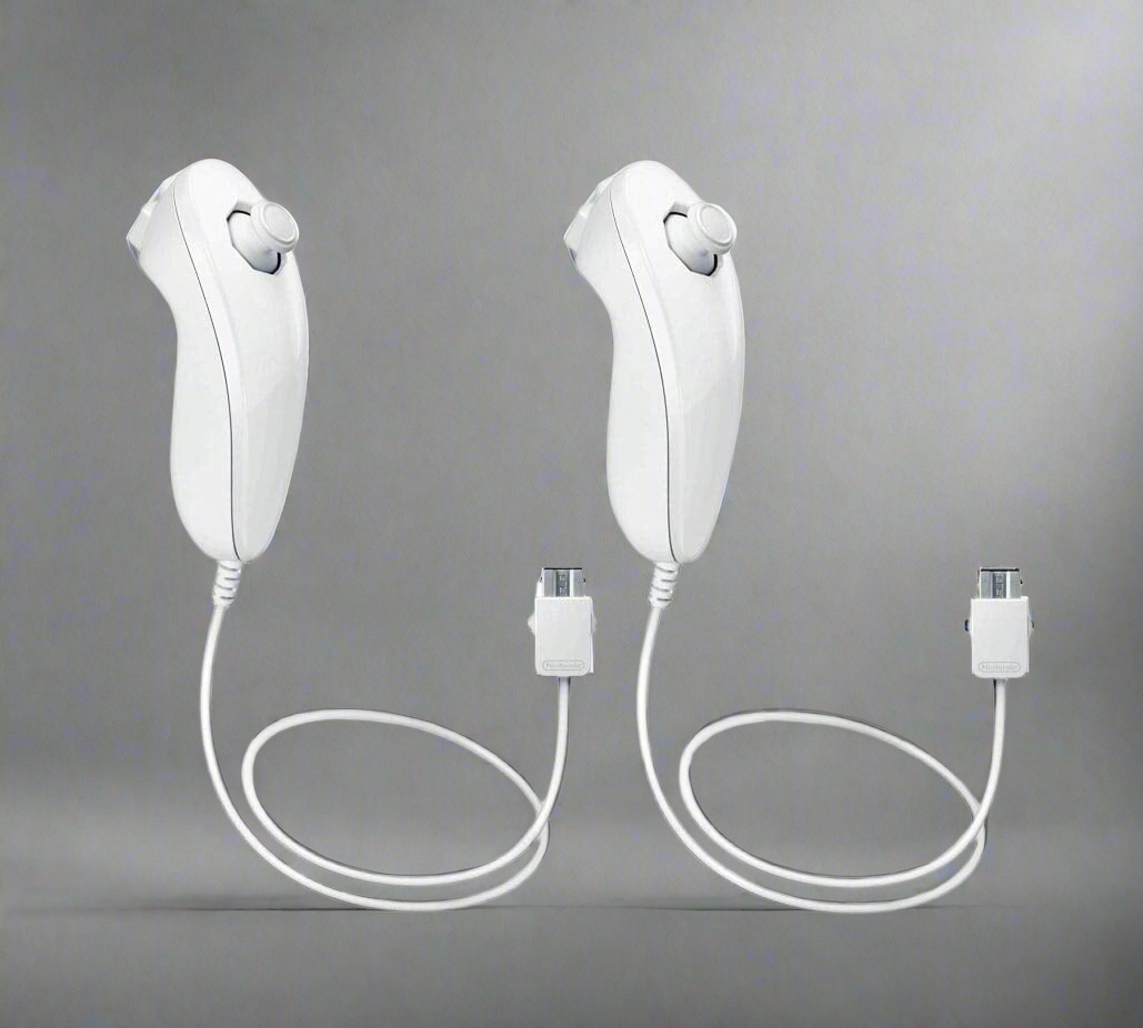 Wii Nunchuck Controller White [2 Pack] (Renewed)