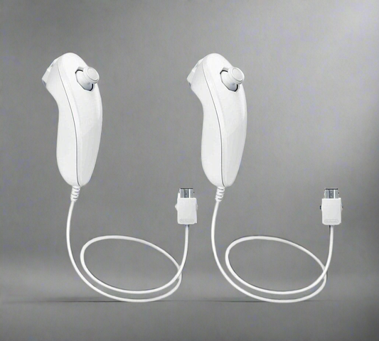 Wii Nunchuck Controller White [2 Pack] (Renewed)