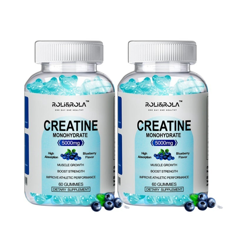 High Strength Creatine Monohydrate Gummies, Blueberry Flavored Creatine Gummies Monohydrate - 60 Gummies X 2 Bottles - PryTheory