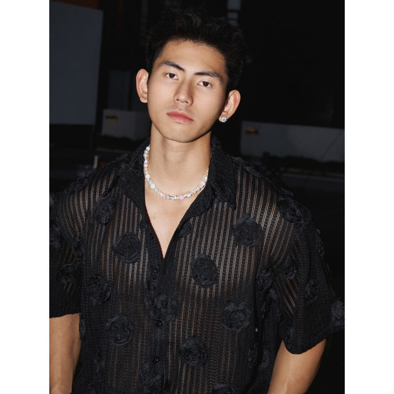 Heavy Industry Three-dimensional Floral Short-sleeved Shirt - PryTheory